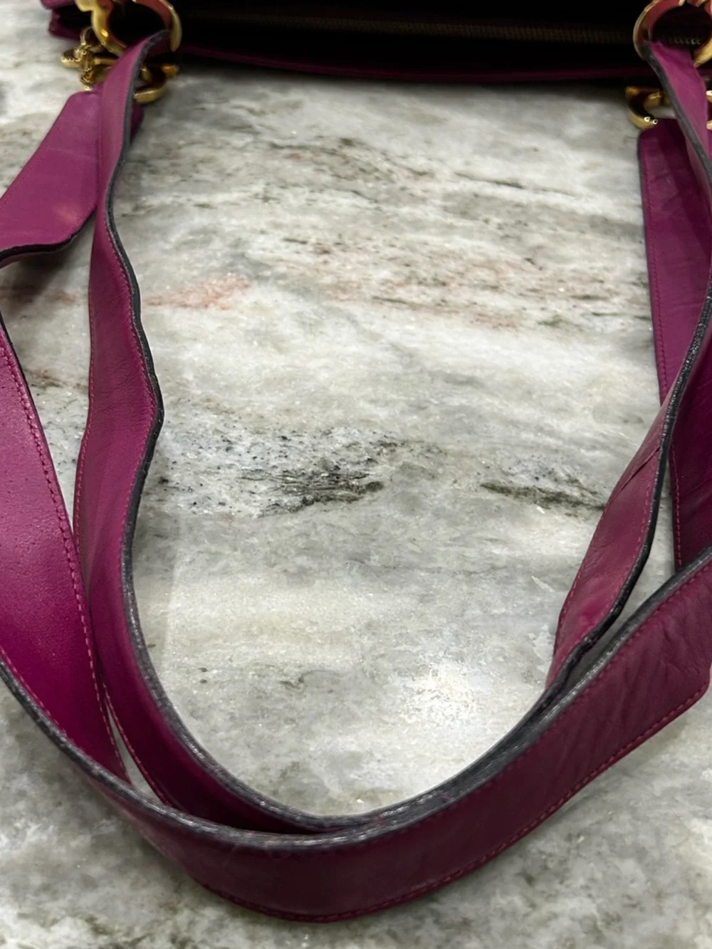 Salvatore Ferragamo Authentic Deep Purple Leather Structured Shoulder Bag - Picture 7 of 14